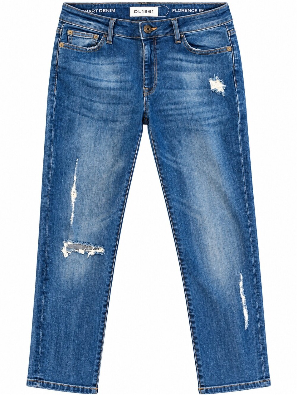 DL1961 Florence Instasculpt Cropped Jeans Size 30 Distressed Straight Denim